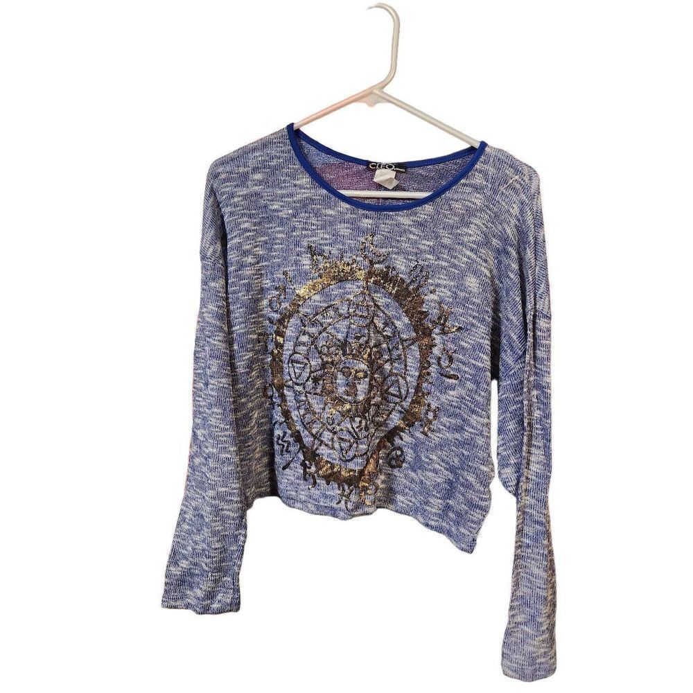 Womens Large cleo top blue and gold